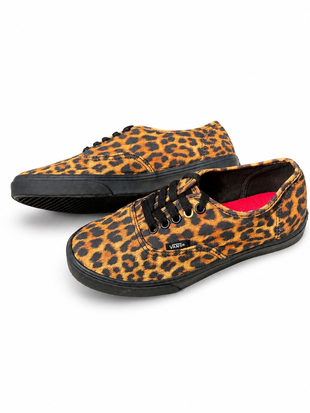 Vans Authentic T375 Leopard Cheetah Print Orange Black Sneakers Women’s 7